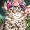 Aesthetic Cat Floral Crown Pet Diamond Painting