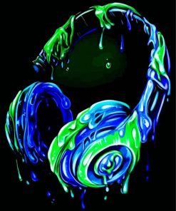 Blue And Green Headphone Diamond Painting