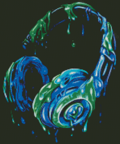 Blue And Green Headphone Diamond Painting