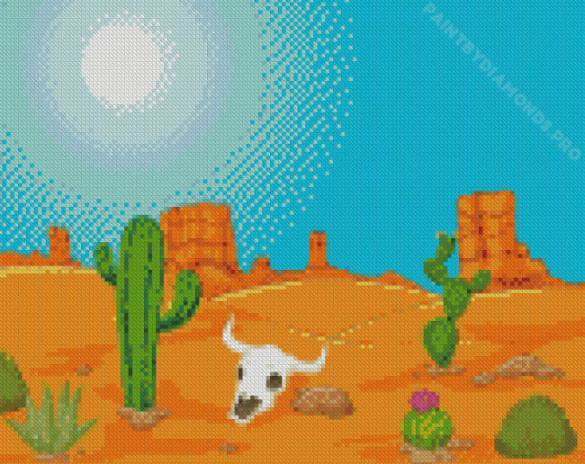 Cartoon Western Desert Landscape Diamond Painting