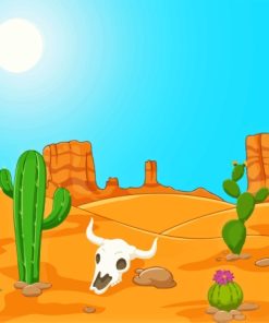 Cartoon Western Desert Landscape Diamond Painting