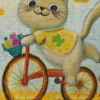 Cat Riding A Bike Diamond Painting