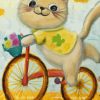 Cat Riding A Bike Diamond Painting