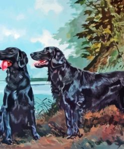 Flat Coated Retriever Dogs Diamond Painting