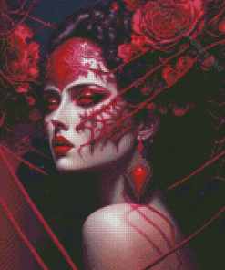 Floral Red Lady Diamond Painting