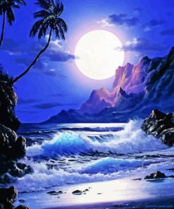 Full Moon Beach Evening Diamond Painting