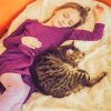 Girl And Cat Sleeping Diamond Painting