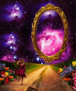 Girl Running To Galaxy Portal Diamond Painting