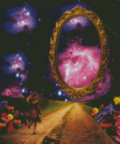 Girl Running To Galaxy Portal Diamond Painting