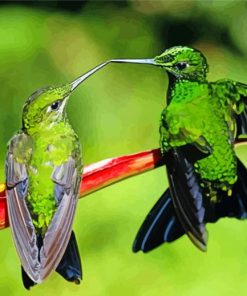 Green Hummingbird Couple Diamond Painting