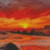 Landscape Red Sunset Beach Diamond Painting