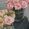 Pink Coco Chanel Roses Diamond Painting