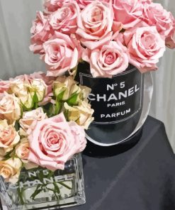 Pink Coco Chanel Roses Diamond Painting