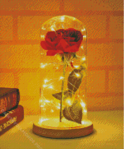 Red Rose In Bottle Diamond Painting