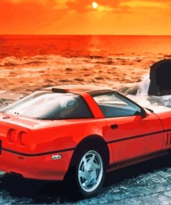 Red Corvette C4 Diamond Painting