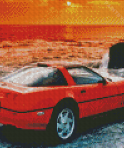 Red Corvette C4 Diamond Painting