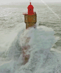 Storm On The Jument Lighthouse Diamond Painting