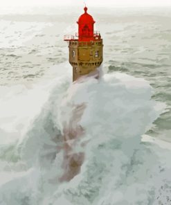 Storm On The Jument Lighthouse Diamond Painting