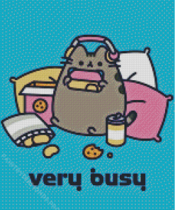 Very Busy Pusheen Cat Diamond Painting