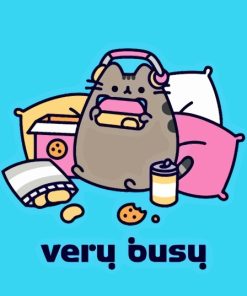 Very Busy Pusheen Cat Diamond Painting