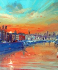 Winter Sunset On The River Liffey Dublin Diamond Painting