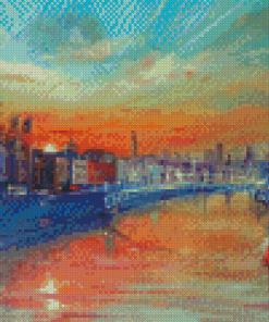 Winter Sunset On The River Liffey Dublin Diamond Painting