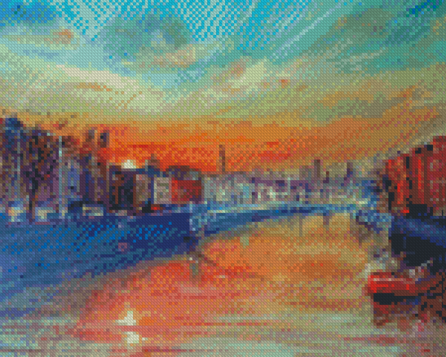 Winter Sunset On The River Liffey Dublin Diamond Painting