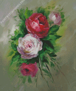 Abstract White And Red Roses Diamond Painting