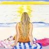 Blonde Girl On Sand Diamond Painting