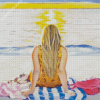 Blonde Girl On Sand Diamond Painting