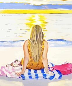 Blonde Girl On Sand Diamond Painting