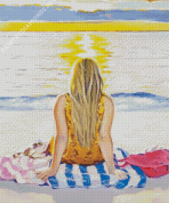 Blonde Girl On Sand Diamond Painting