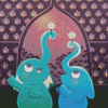 Blue Elephants Diamond Painting