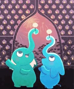 Blue Elephants Diamond Painting