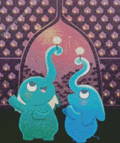 Blue Elephants Diamond Painting