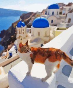 Cute Cat In Greece Diamond Painting