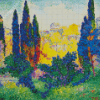 Cypresses At Cagnes By Henri Edmond Cross Diamond Painting