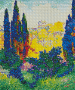 Cypresses At Cagnes By Henri Edmond Cross Diamond Painting