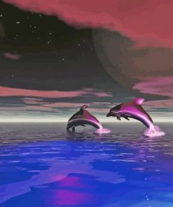 Dolphins At Night Art Diamond Painting