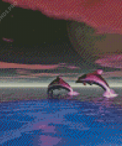 Dolphins At Night Art Diamond Painting