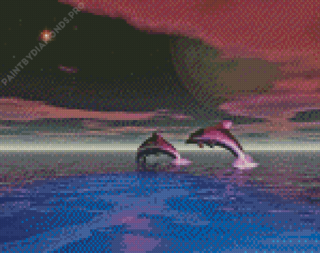 Dolphins At Night Art Diamond Painting