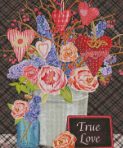 Flowers And Hearts Diamond Painting