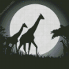 Giraffes Moon Silhouette Diamond Painting