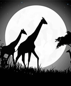 Giraffes Moon Silhouette Diamond Painting