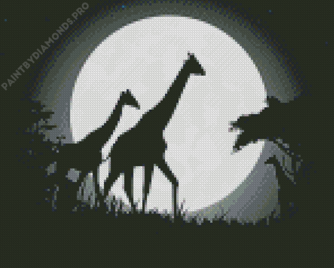 Giraffes Moon Silhouette Diamond Painting