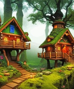 Gnome Houses Art Diamond Painting