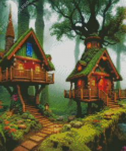 Gnome Houses Art Diamond Painting