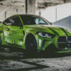 Green BMW M4 Car In Garage By Diamond Painting