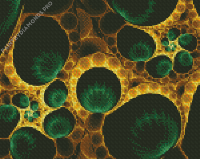 Green Gold Circles Diamond Painting