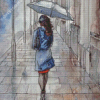 Lady Walking With Umbrella Diamond Painting